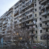 Ukraine building after missile bombing