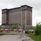 Exterior view of the Michigan Central train depot in Detroit.