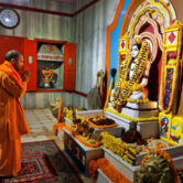 Yogi Adityanath prays at a temple in Gorakhpur, India.