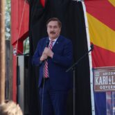 Mike Lindell, the "My Pillow Guy," spoke mostly about the 2020 election in Morristown, Ariz. Mar. 5, 2022. (Michael McDaniel/Courthouse News)