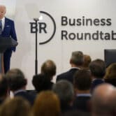 Joe Biden speaks at Business Roundtable’s CEO Quarterly Meeting in Washington.