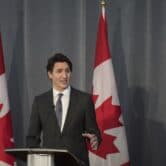 Justin Trudeau delivers remarks during a Liberal Party fundraising event.