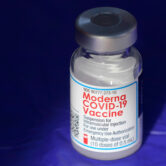 A vial of the Moderna Covid-19 vaccine is pictured.