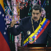 Nicolás Maduro speaks during a ceremony in Venezuela.