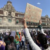 Women's rights protesters at Mexico's National Palace