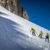Scientists haul an ice scanner on the slopes of the Mt. Gran Sasso d'Italia in central Italy.