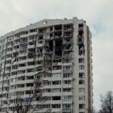 Apartment damage in Chernihiv, Ukraine