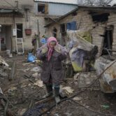 A Ukrainian home damaged by a Russian airstrike