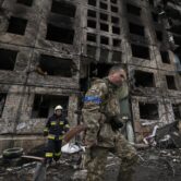 The aftermath of a bomb attack in Kyiv, Ukraine