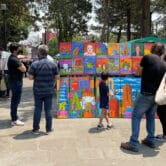 Visitors appreciate art in San Ángel
