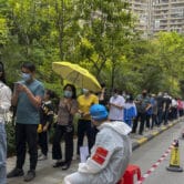 Residents line up for Covid-19 testing in Guangzhou, China.