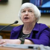 Janet Yellen listens during a House Committee on Financial Services hearing.