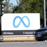 Facebook’s new Meta sign at its California headquarters.