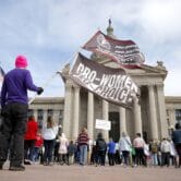 Abortion rights advocates rally at the Oklahoma State Capitol
