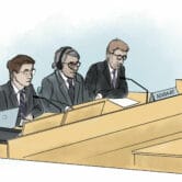 An artist's impression from the trial of surgeon Paolo Macchiarini in Sweden.