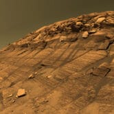 The Burns Cliff inside the Endurance Crater on Mars.
