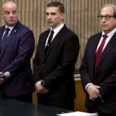 Andrew Matthews, Brian North and Jeffrey Ment stand in court in Connecticut.