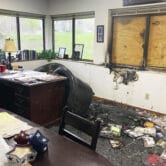 The damaged interior of Wisconsin Family Action headquarters in Madison.