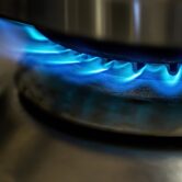 Blue flame from a gas stove.