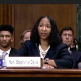 Judge Stephanie Dawkins Davis testifies before the Senate Judiciary Committee on March 2, 2022. Davis was confirmed to a seat on the Sixth Circuit on May 24.