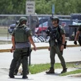 Police at the scene of an elementary school shooting in Texas