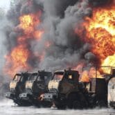 Fire at an oil depot in eastern Ukraine