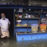 A flooded shop in Bangladesh