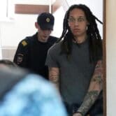 American basketball star Brittney Griner in a Russian courtroom