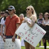 Abortion rights activists protest in Bowling Green, Kentucky