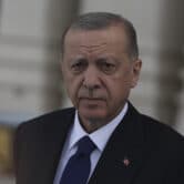 Recep Tayyip Erdoğan arrives for an official welcome ceremony in Turkey.