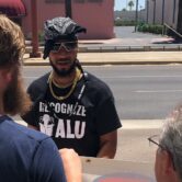 Christian Smalls greets supporters outside the NLRB building in Phoenix, June 13, 2022. (Michael McDaniel/CN)