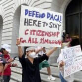 Pro-DACA demonstrators outside the Fifth Circuit