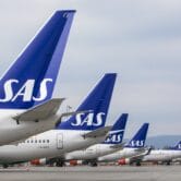 Scandinavian Airlines planes at Oslo airport