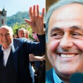 A combination photo of Joseph Blatter and Michel Platini in Switzerland.