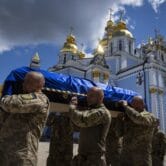 A funeral for a Ukrainian soldier in Kyiv