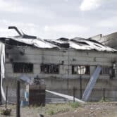 A destroyed prison barrack in Olenivka, Ukraine