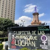 A statue of a small girl with her fist raised serves as the feminist anti-monument in Mexico City