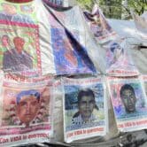 Posters of some of the victims of the Ayotzinapa mass kidnapping