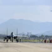 Chinese fighter planes are seen at an unspecified location in China.