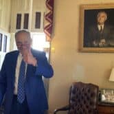 Senator Chuck Schumer gives a thumbs-up