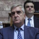 Panagiotis Kontoleon attends a meeting at the Greek Parliament.