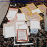 Piles of classified documents are laid out on the carpet.