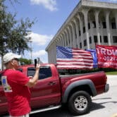 Trump supporter outside courthouse