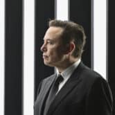 Elon Musk attends the opening of a Tesla factory in Germany.