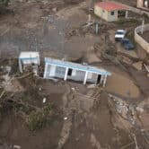A house lays in the mud after it was washed away by Hurricane Fiona in Puerto Rico.