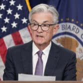 Federal Reserve Chair Jerome Powell speaks at a news conference in Washington.