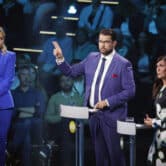 Political figures participate in a debate in Sweden.