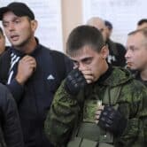 Russian recruits at a military recruitment center