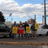 Weyerhaeuser union works strike for better wages.