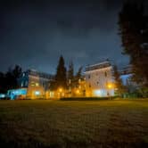 Mills College pictured outdoors at night in Oakland.
